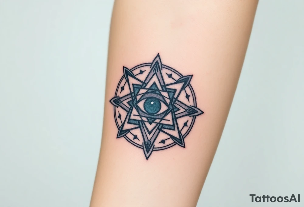 sacred geometry with eye in the middle tattoo idea