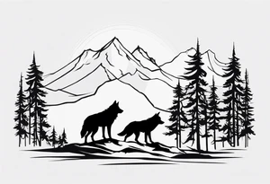 Silhouette of wolf pack tattoo idea