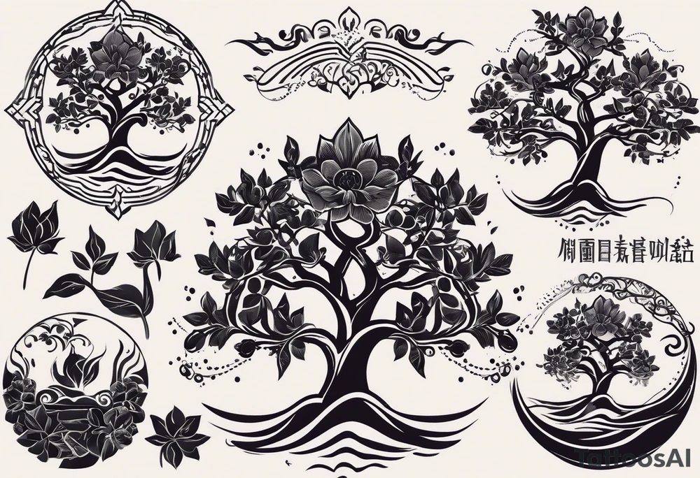 Elements: A simple north needle in the center. Outside the north needle are a few branches and leaves of the eggplant tree, and the outermost edge is a long wavy line.
Location: Behind the upper arm of the left hand, about 6*20 cm from the elbow to the shoulder tattoo idea