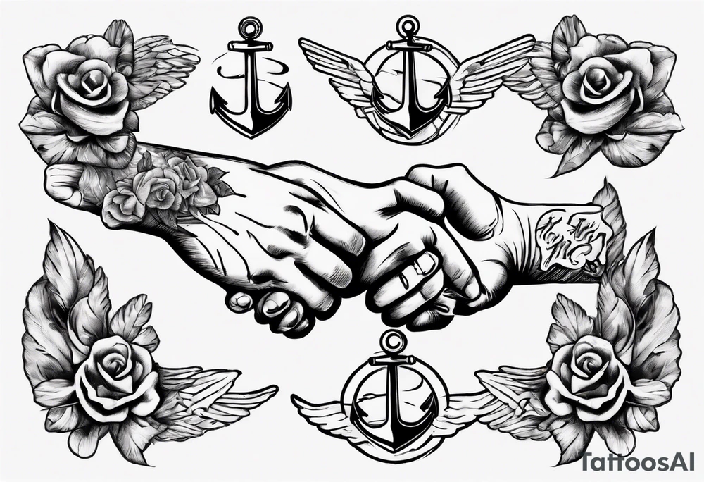 The hand shakes the other hand tattoo idea