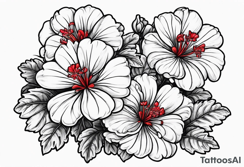 Raining red geraniums tattoo idea