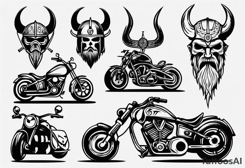 Motorcycle front view with viking tattoo idea