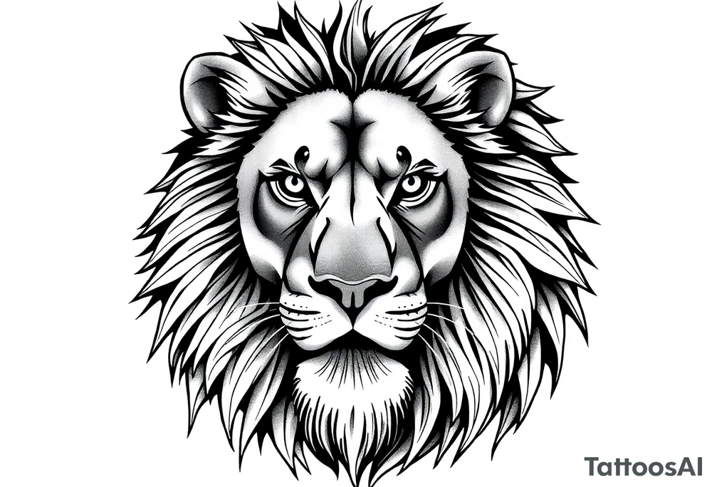 powerful majestic lion, close-up tattoo idea