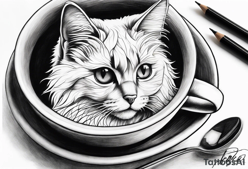 Coffee cat lover tattoo idea