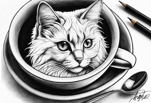 Coffee cat lover tattoo idea