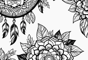 Dream catcher with flowers tattoo idea