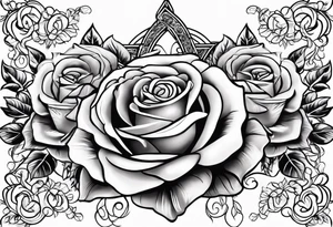 Three roses with stars and a cross tattoo idea