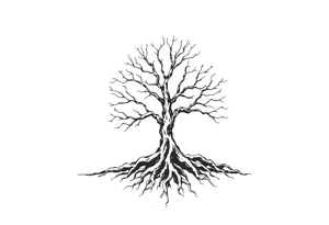 tree with 6 branches and 6 roots tattoo idea