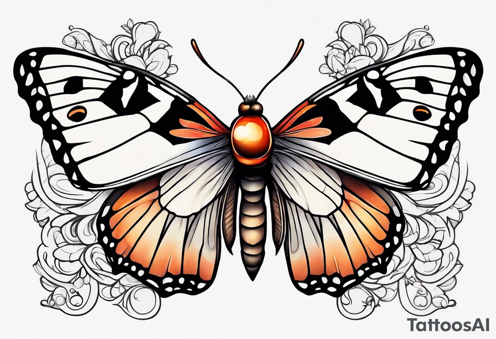 Bubbles moth branch tattoo idea