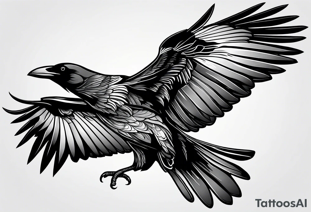 outlines of a flying crow, without bows, no contours tattoo idea