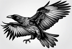 outlines of a flying crow, without bows, no contours tattoo idea