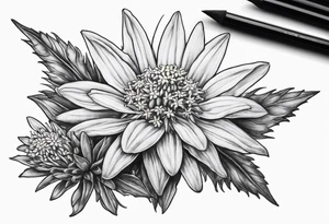 Fuzzy Edelweiss flower on a mountain tattoo idea