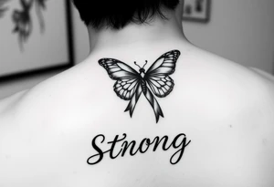 Tattoo for multiple sclerosis with a monoarch butterfly the ribbon for multiple sclerosis and the word made strong tattoo idea
