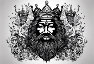 A black king surrounded by music tattoo idea
