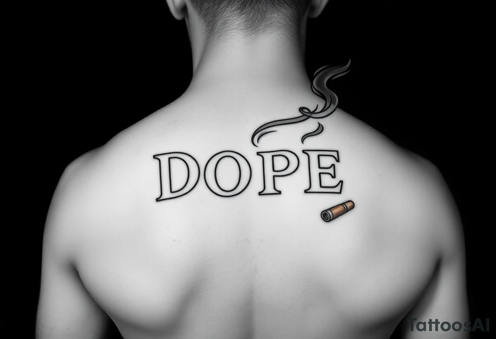 Clouds of smoke coming off a cigar or blunt with the word DOPE being spelled out in smoke. tattoo idea