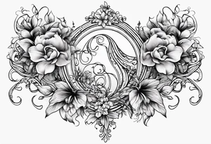 J with vines and small flowers around it tattoo idea