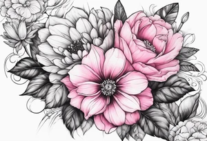 Flowers pink sleeve tattoo idea