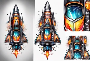 futuristic rocket time machine car tattoo idea
