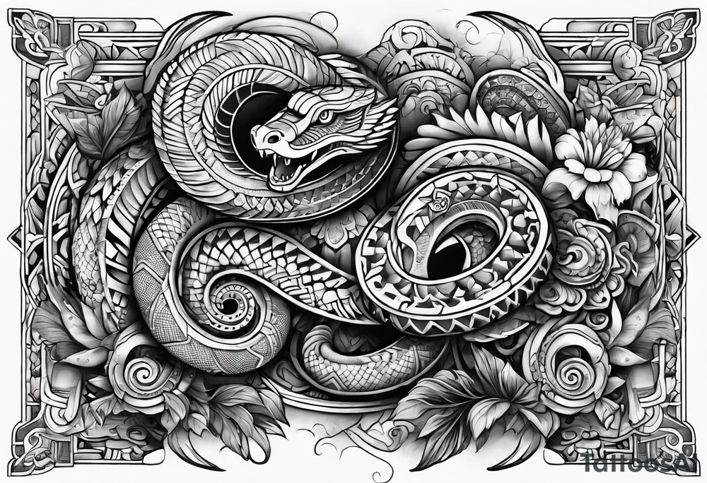 aztec snake sleeve tattoo idea