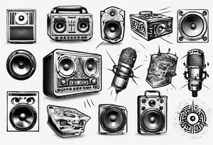 speaker, staff, dj tattoo idea