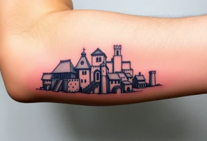 medieval woodcut scene tattoo idea