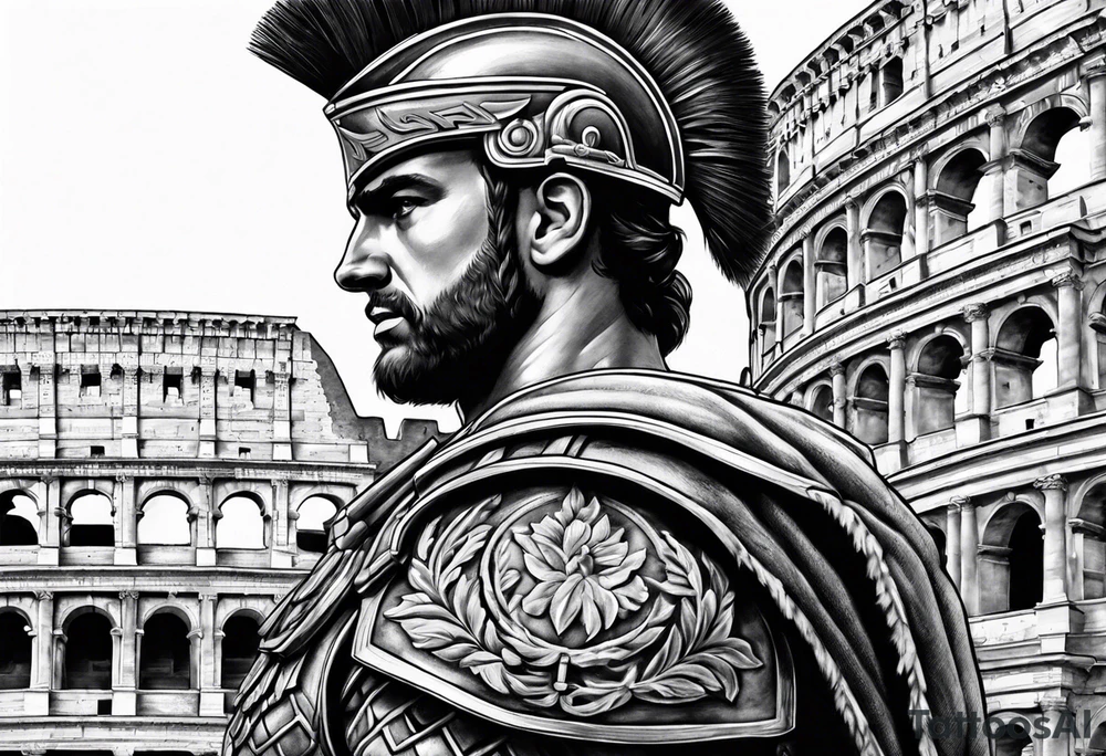 Roman soldier coliseum in background tattoo idea