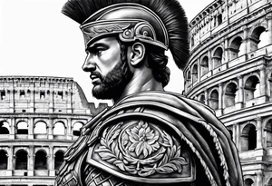 Roman soldier coliseum in background tattoo idea