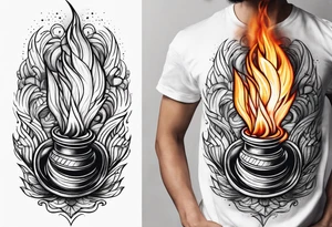 Burning torch turning into water tattoo idea