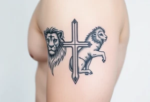 cross lion and the lamb tattoo idea