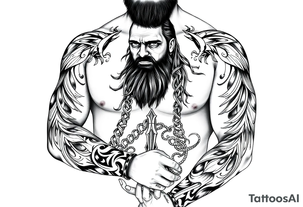 Bray Wyatt the Fiend center piece with tribal surrounding covering up old tattoo tattoo idea