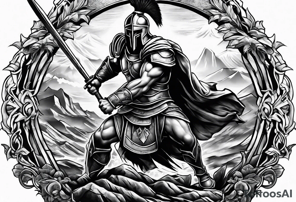 Spartan Warrior battle scene tattoo idea