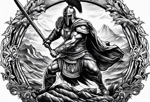 Spartan Warrior battle scene tattoo idea