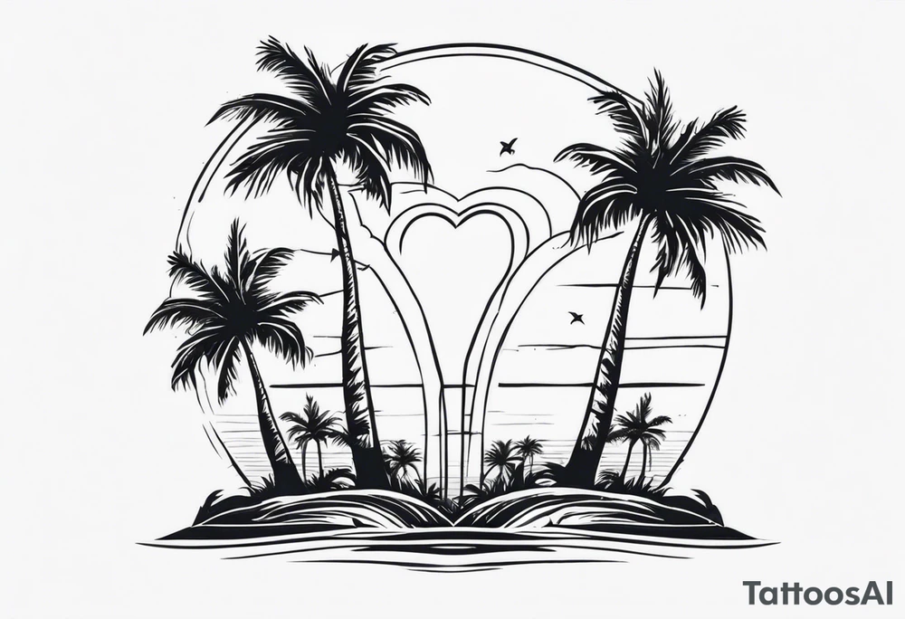 Cuba Royal palm trees shape of 
 a heart tattoo idea