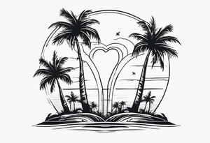 Cuba Royal palm trees shape of 
 a heart tattoo idea