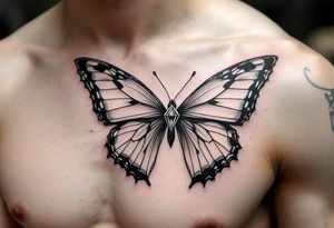 Diamond bow tie butterfly tattoo idea