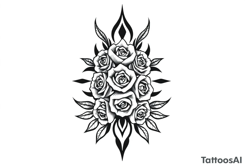 A lot of small roses in a diamond shape tattoo idea