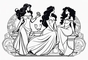 A silhouette  of the 
muses from the Disney movie Hercules as black women tattoo idea