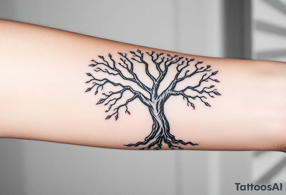 Family tree with roots for a grandfather to add names of children and grandchildren tattoo idea