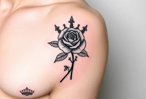 orthodox crown rose palm tattoo idea