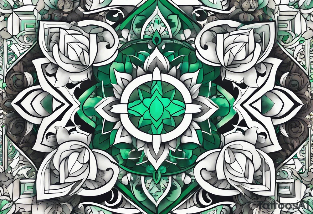 Emerald color Puzzle pieces tattoo idea