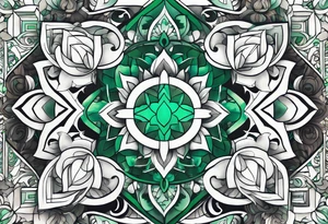 Emerald color Puzzle pieces tattoo idea