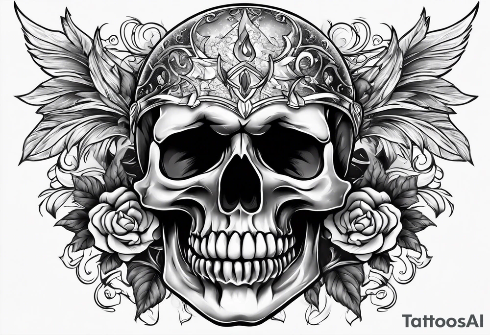 Skull with fire and ice tattoo idea