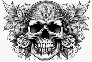 Skull with fire and ice tattoo idea