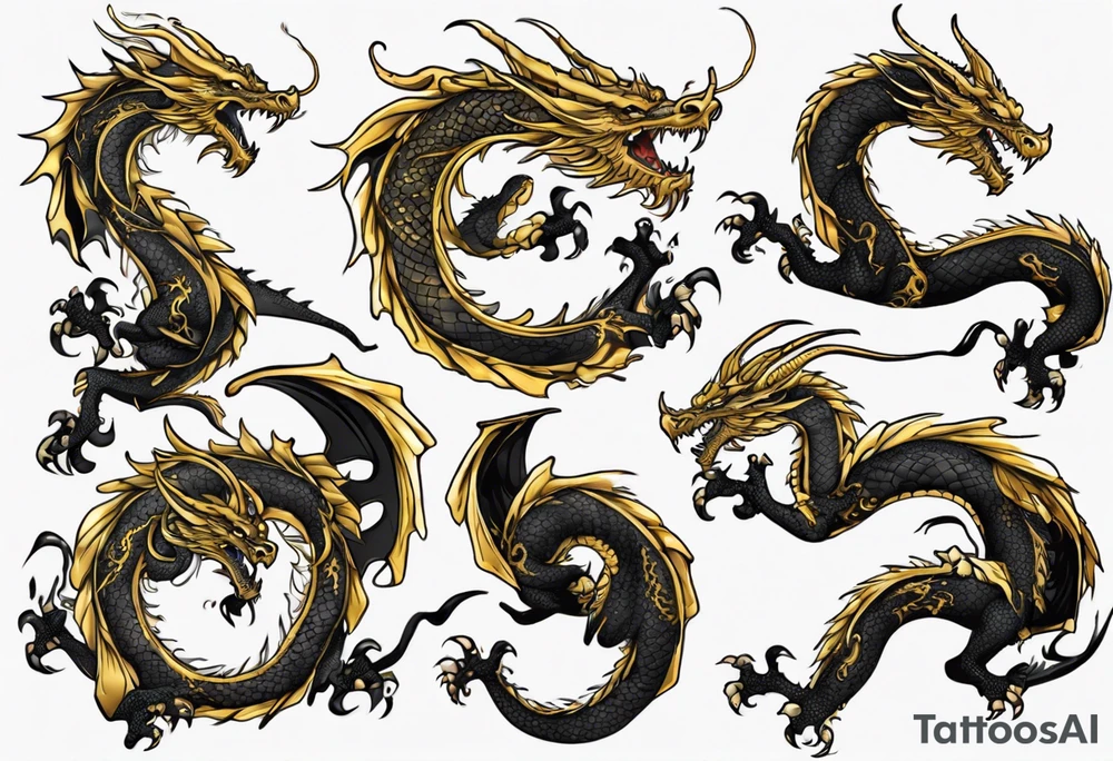 black and gold dragon tattoo idea