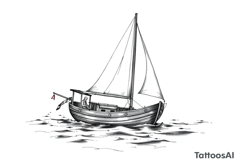 sailing boat in a bay tattoo idea