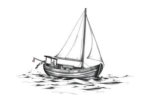 sailing boat in a bay tattoo idea