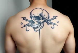 Gory skull with a black jack tattoo idea