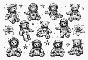 Teddy bear astronaut Lily tattoo idea