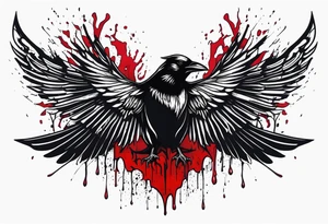 Black crows spreading wings and dripped in blood tattoo idea