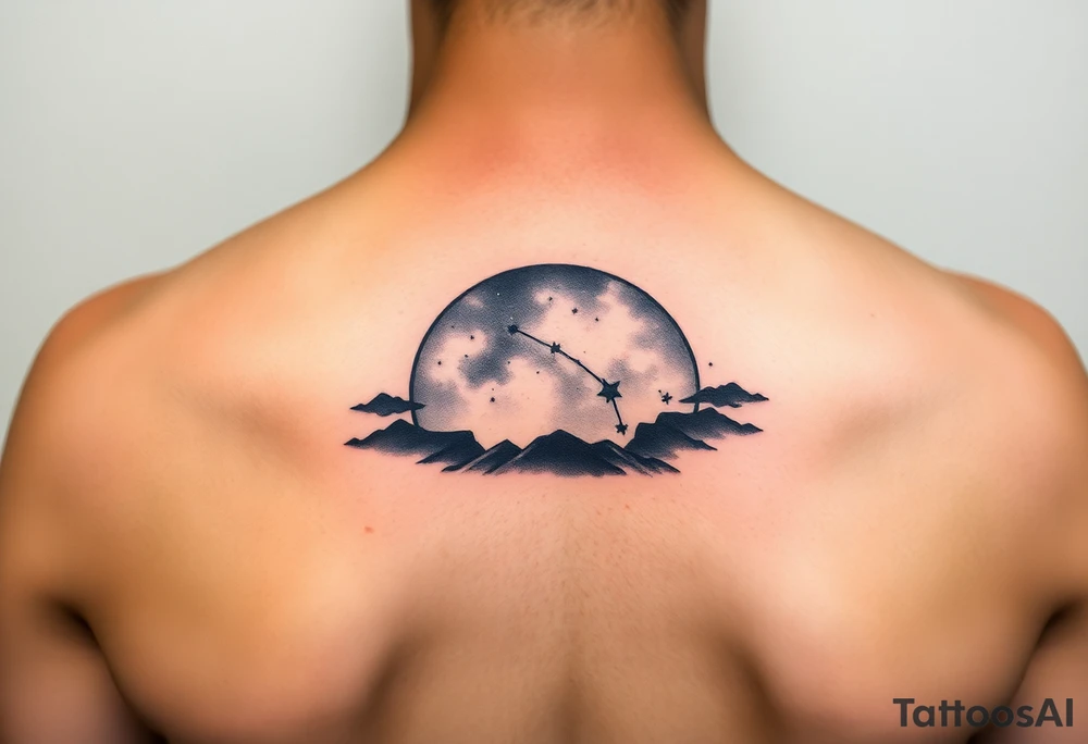 Night sky with a constellation seen through a frame of silhouette tattoo idea